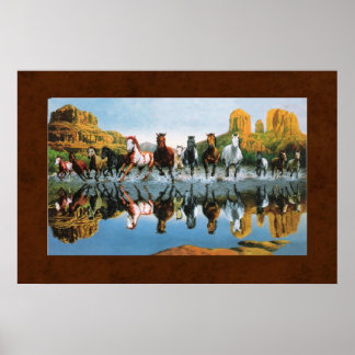 Poster Chevaux sauvages en cuir