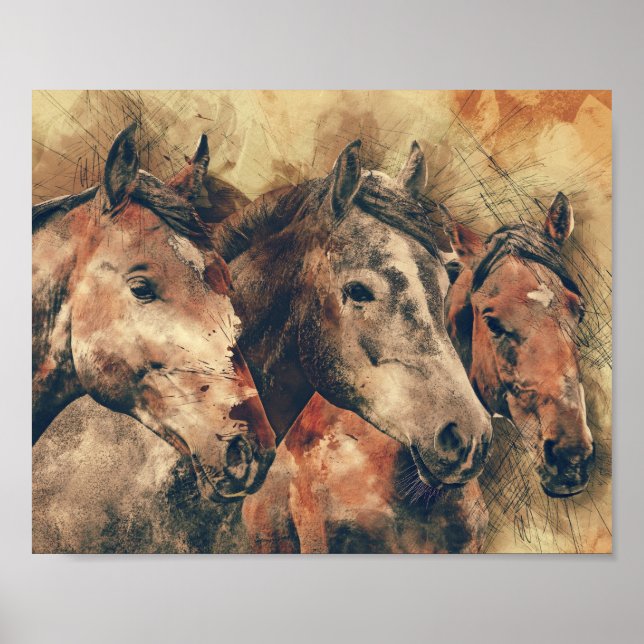 Poster Chevaux Thoroughbred Découpage Imprimer (Devant)