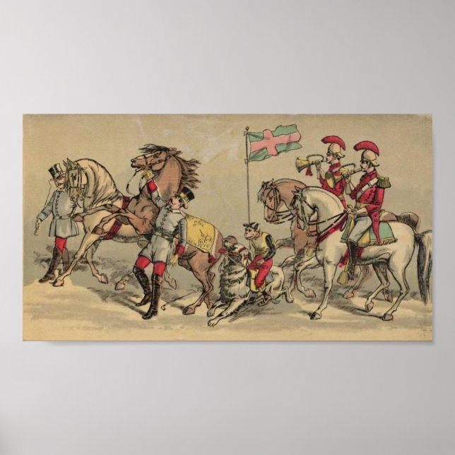 Poster Chevaux vintages dans un cirque (Devant)