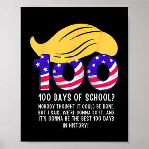Poster Cheveux drôles de Trump 100 jours d'école