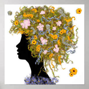 Poster Cheveux Flower Power