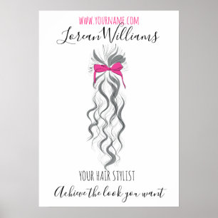 Poster cheveux longs ondulés avec un arc Hairstyling marq