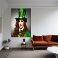 Cheveux marron de la dame de St. Patrick | Art AI