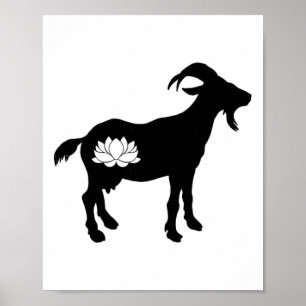 Poster Chèvre avec symbole de lotus Namaste Chèvre Yoga _