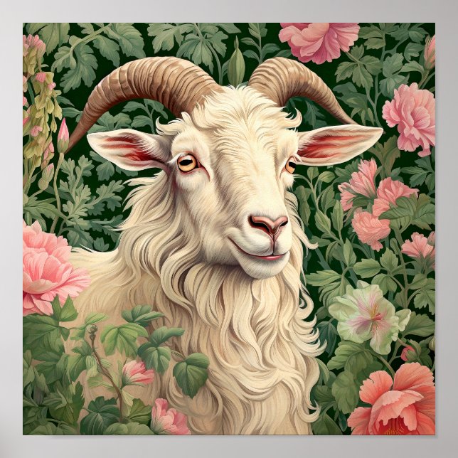 Poster Chèvre dans la peinture de pré (Devant)