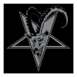 Poster Chèvre dans un Pentagram