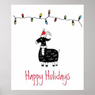 Poster Chèvre de Noël lunatique