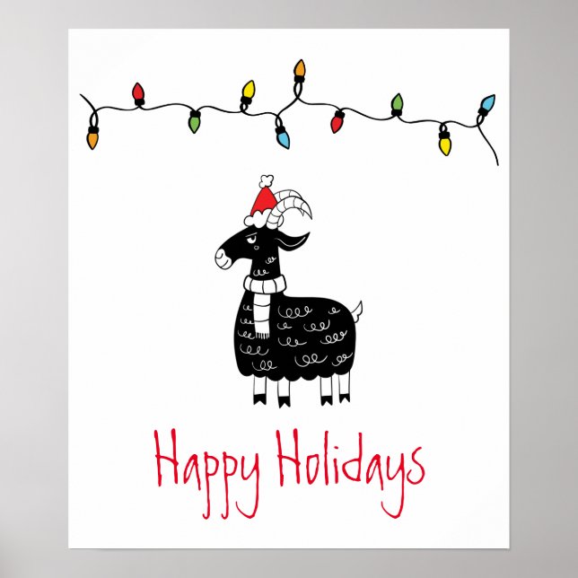 Poster Chèvre de Noël lunatique (Devant)