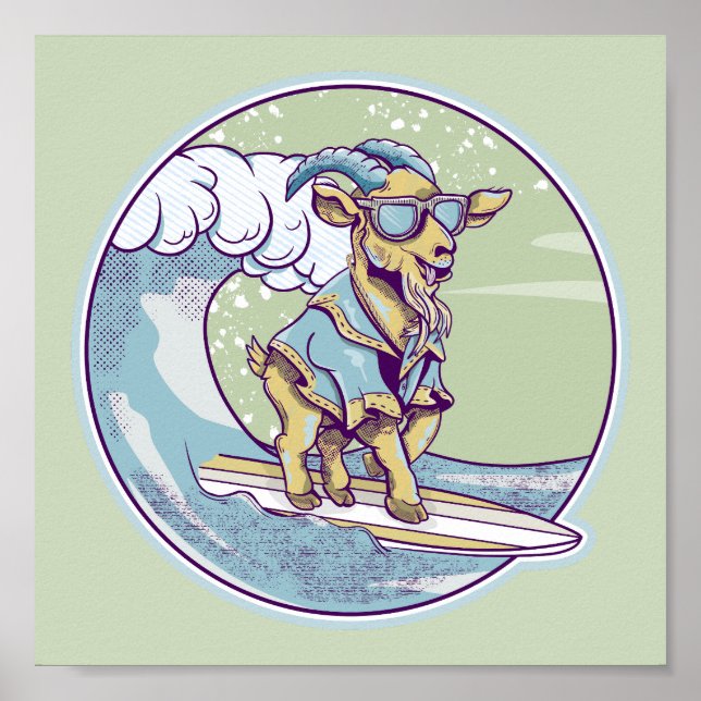 Poster Chèvre surf (Devant)