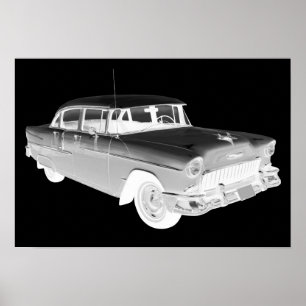 Poster Chevrolet Bel Air Classic Car Art 1955