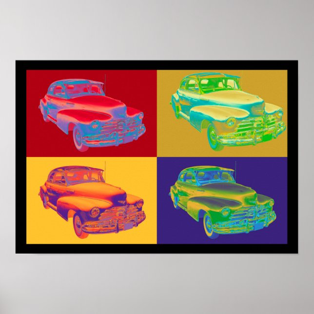 Poster Chevrolet Fleetmaster 1948 Antique Voiture Pop Art (Devant)