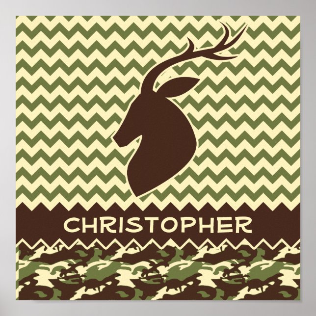Poster Chevron Deer Buck Camouflage Personnaliser (Devant)