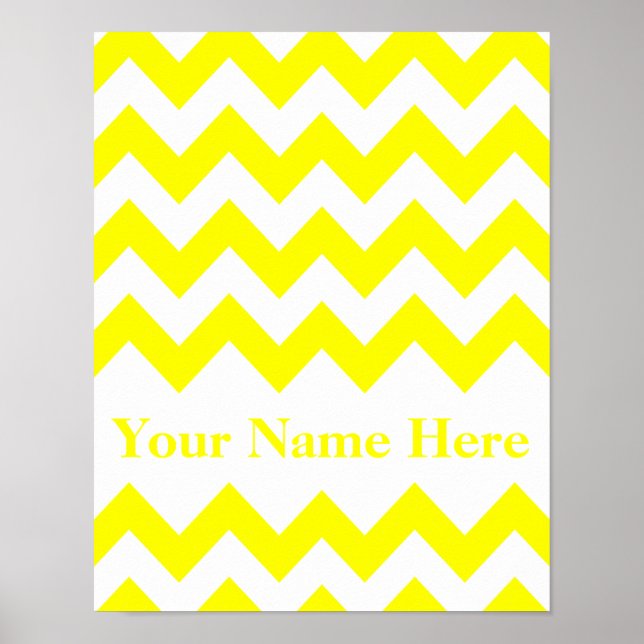 Poster Chevron jaune gras avec monogramme (Devant)
