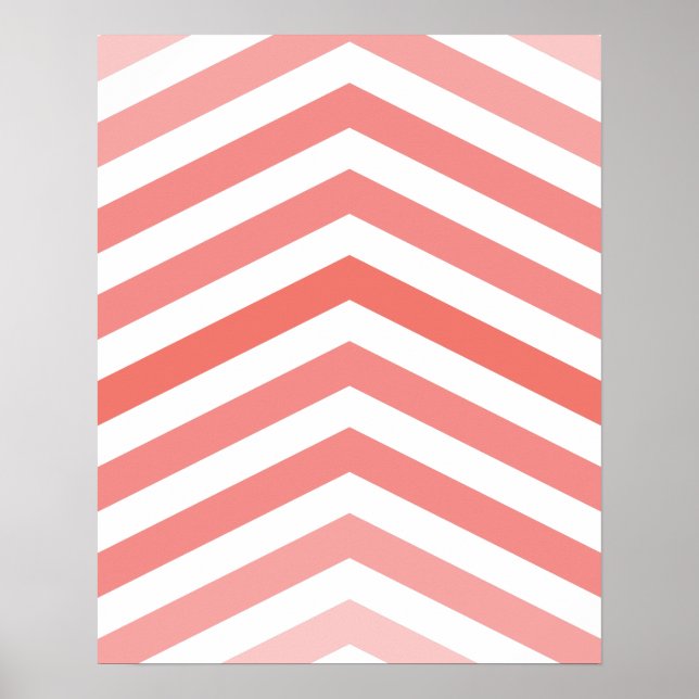 Poster Chevron Print { CORAL } (Devant)