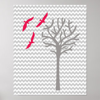 Poster Chevron rose gris bébé fille crèche art Imprimer