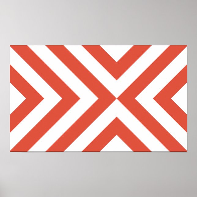 Poster Chevrons orange et blanc (Devant)