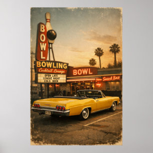Poster Chevy au bowling - Vintage