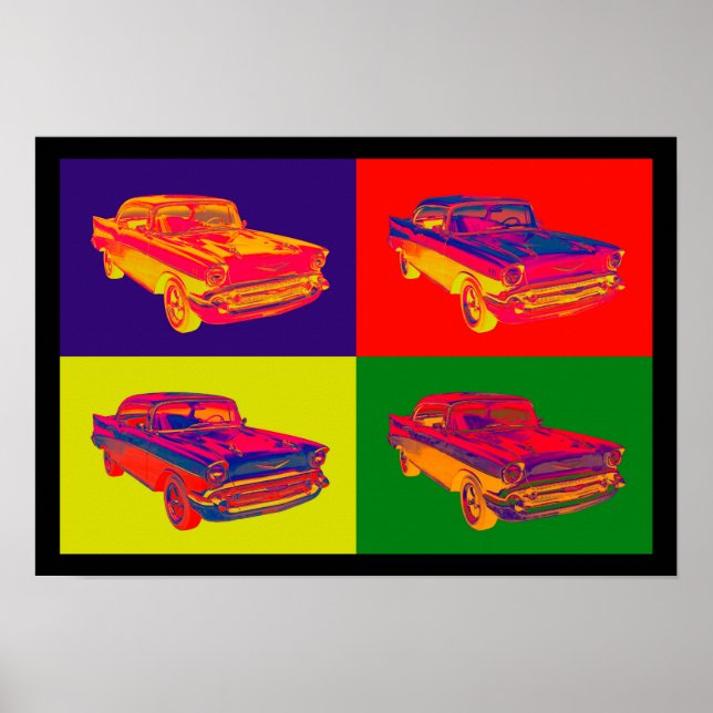 Poster Chevy Bel Air Car Pop Art 1957 (Devant)