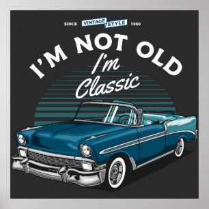 POSTER CHEVY DE VOITURE CLASSIQUE BEL AIR CONVERTIBLE 195
