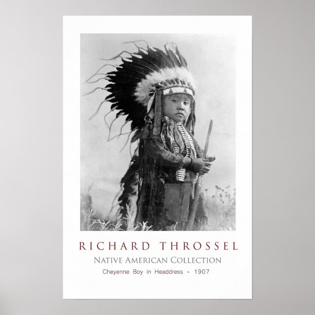 Poster Cheyenne Boy à Headdress (Devant)