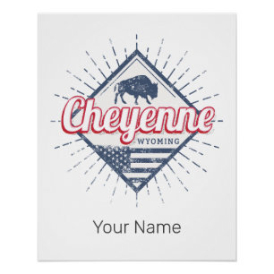 Poster Cheyenne City Wyoming États-Unis Vintage USA