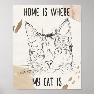 Poster Chez Moi, Où Est Mon Chat, Chez Moi, C'Est Où Est