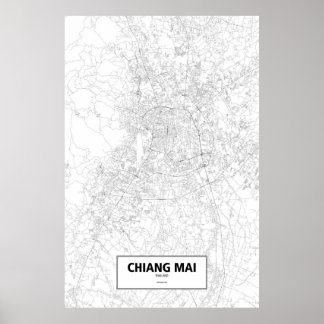 Poster Chiang Mai, Thaïlande (noir sur blanc)