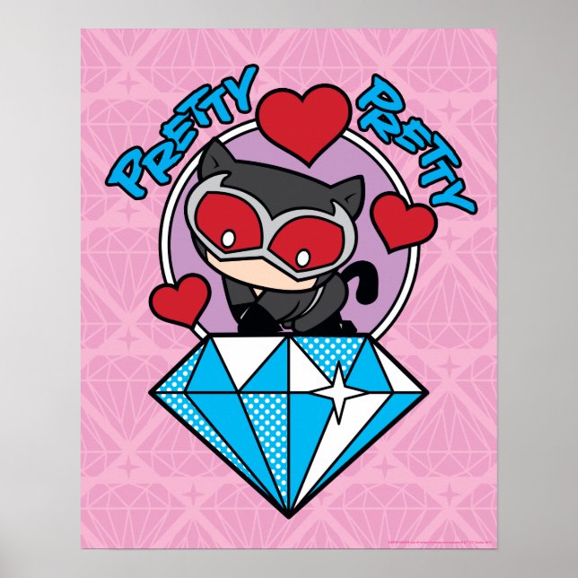 Poster Chibi Catwoman assise Sur Le Grand Diamant (Devant)