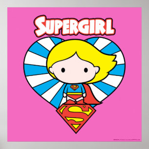 Poster Chibi Supergirl Starburst Heart and Logo
