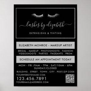 Poster Chic Argent Lashes Artiste maquillage de beauté