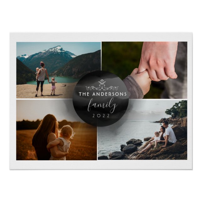 Poster Chic Black and White Ornamental 4 Photos (Devant)