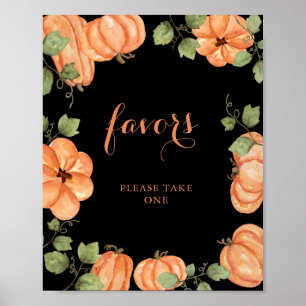 Poster Chic Black Fall Citrouille Baby shower Faveurs