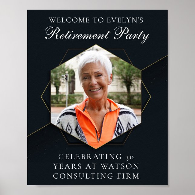 Poster Chic Black Gold Custom Retirement Party Photo (Devant)