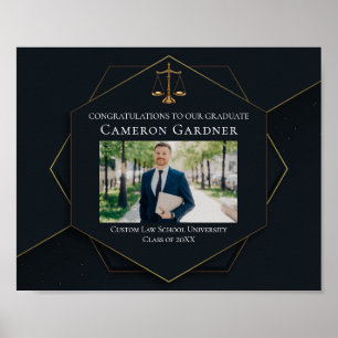 Poster Chic Black Gold Law School Photo Graduation Party