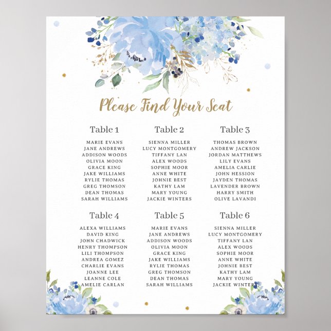 Poster Chic Blue Balloons Floral Boy Baby shower Siège (Devant)