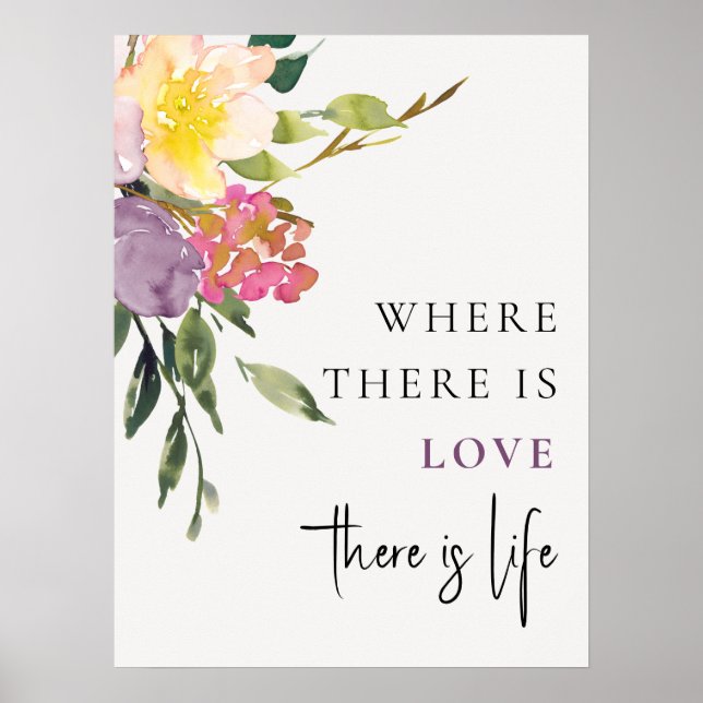 Poster Chic Blush Jaune Bourgogne L'Amour Floral Est La V (Devant)