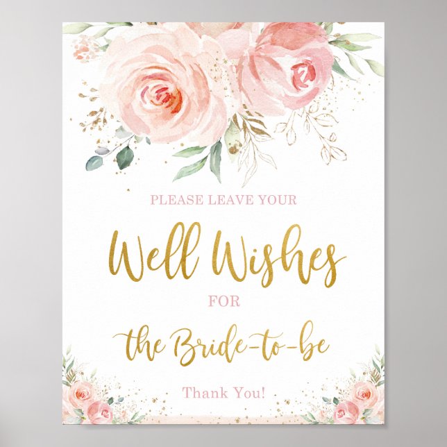 Poster Chic Blush rose Floral Wives for Bride Be (Devant)