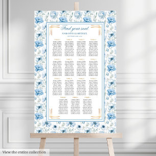 Poster Chic Bohème Bleu Bleu Or Étincelle Siège Char