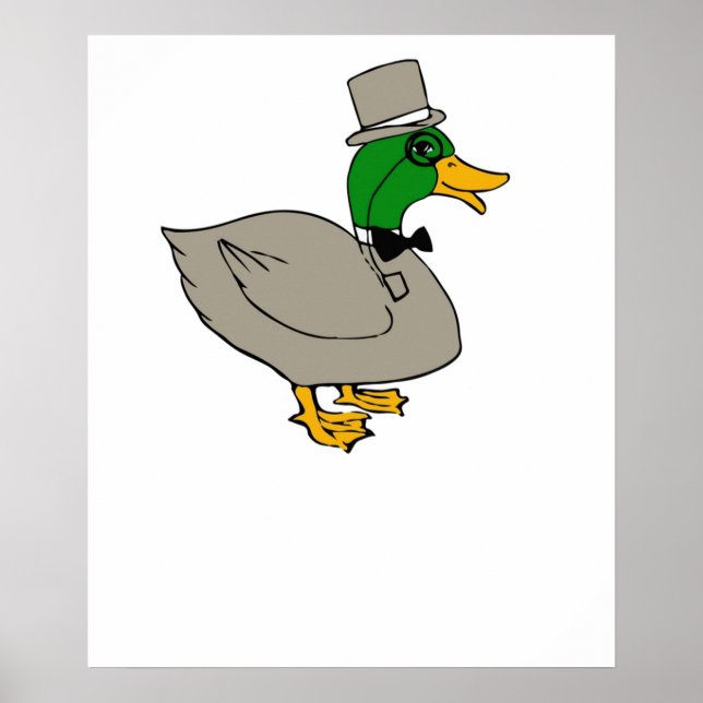 Poster Chic canard avec monocle et chapeau haut Duckingto (Devant)