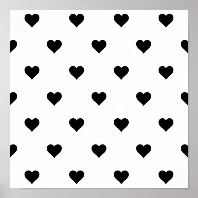 Poster Chic Coeur noir et blanc Romantique (Devant)
