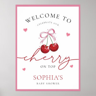 Poster Chic Coquette cerise sur le Baby shower supérieur
