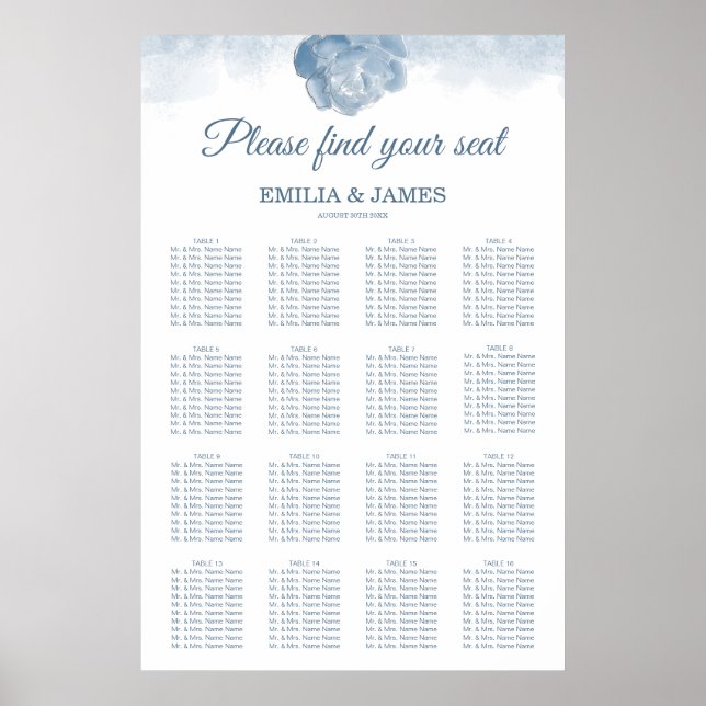Poster Chic Dusty Rose Floral Seing Chart (Devant)