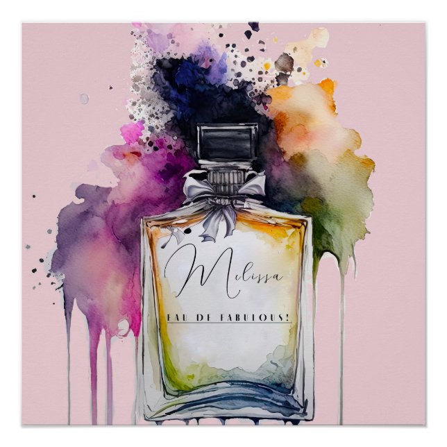 Poster Chic Eau De Fabulous Customisé Aquarelle Parfum (Devant)
