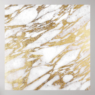 Poster Chic Elegant blanc et or marbre Motif