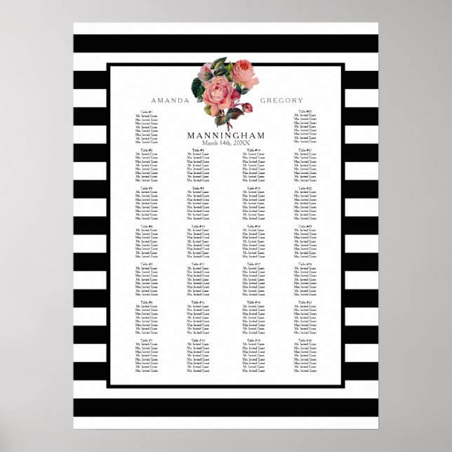 Poster Chic et large rayures MODERNE avec sièges Mariage  (Devant)
