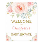 Chic Fleurs Aquarelle Rose Pâle et Or Baby Shower