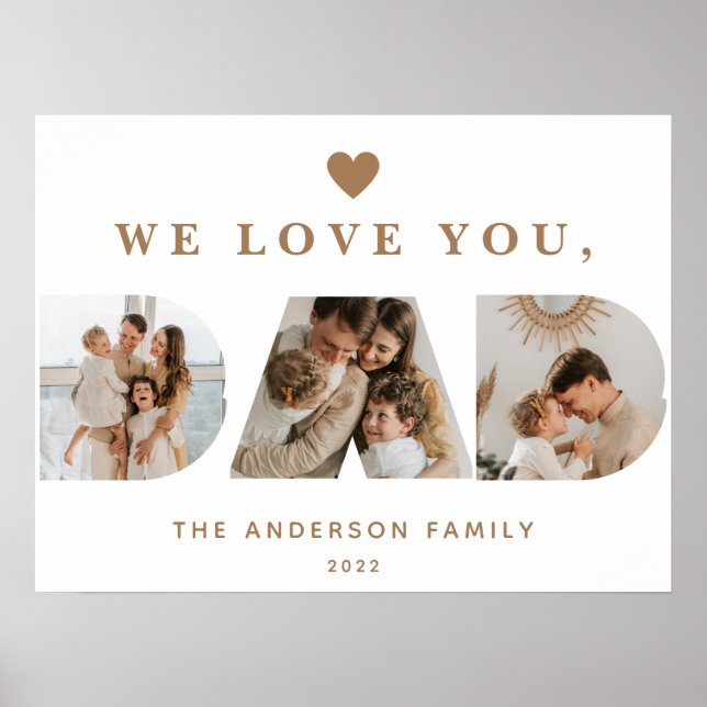 Poster Chic Gold Blanc Personnalisé Trois Papa Script Pho (Devant)