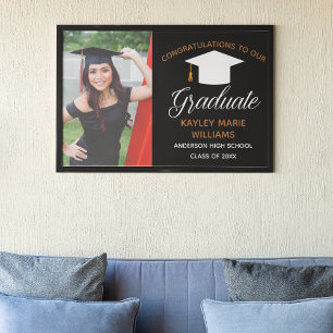 Poster Chic Graduate Photo 2025 Black Graduation Party
