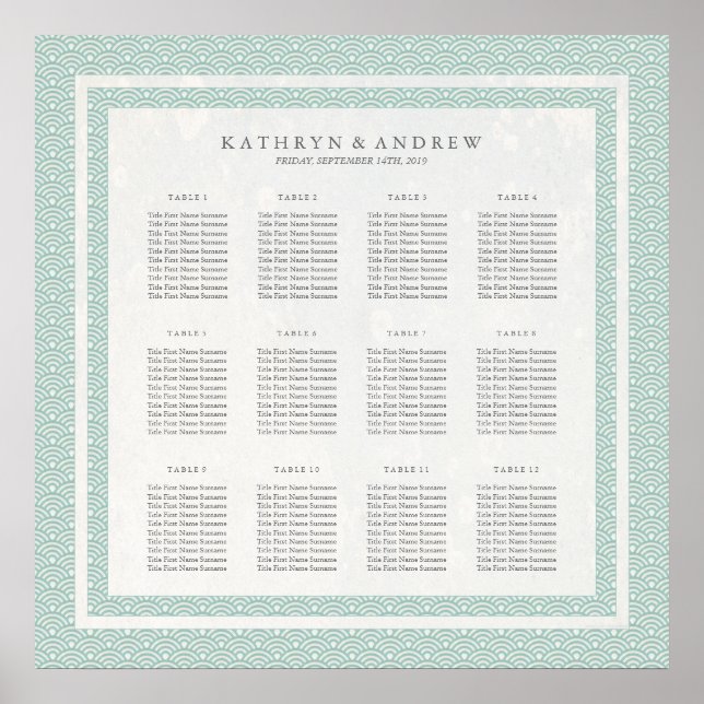 Poster Chic Green+White Motif Seigaiha Seigaiha (Devant)