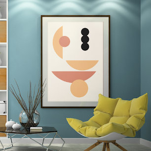 Poster Chic Hip Abstrait Red Sun Black Moon Fusion Art